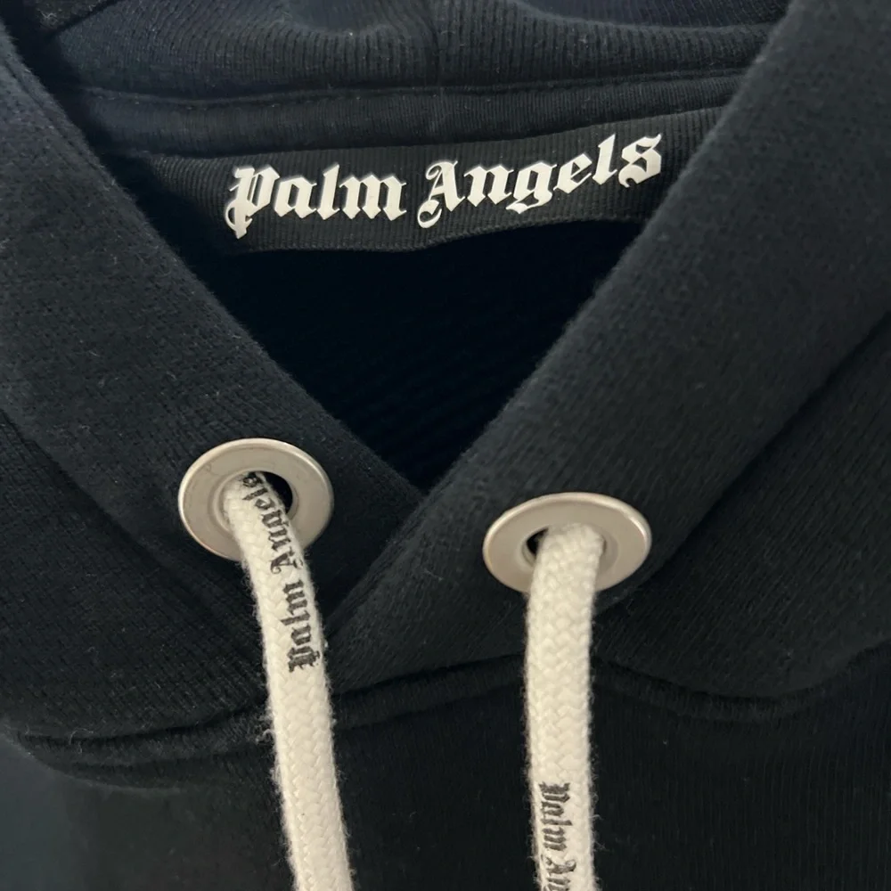 Palm Angels Black Hoodie with White Drawstrings - Picture 3 of 8